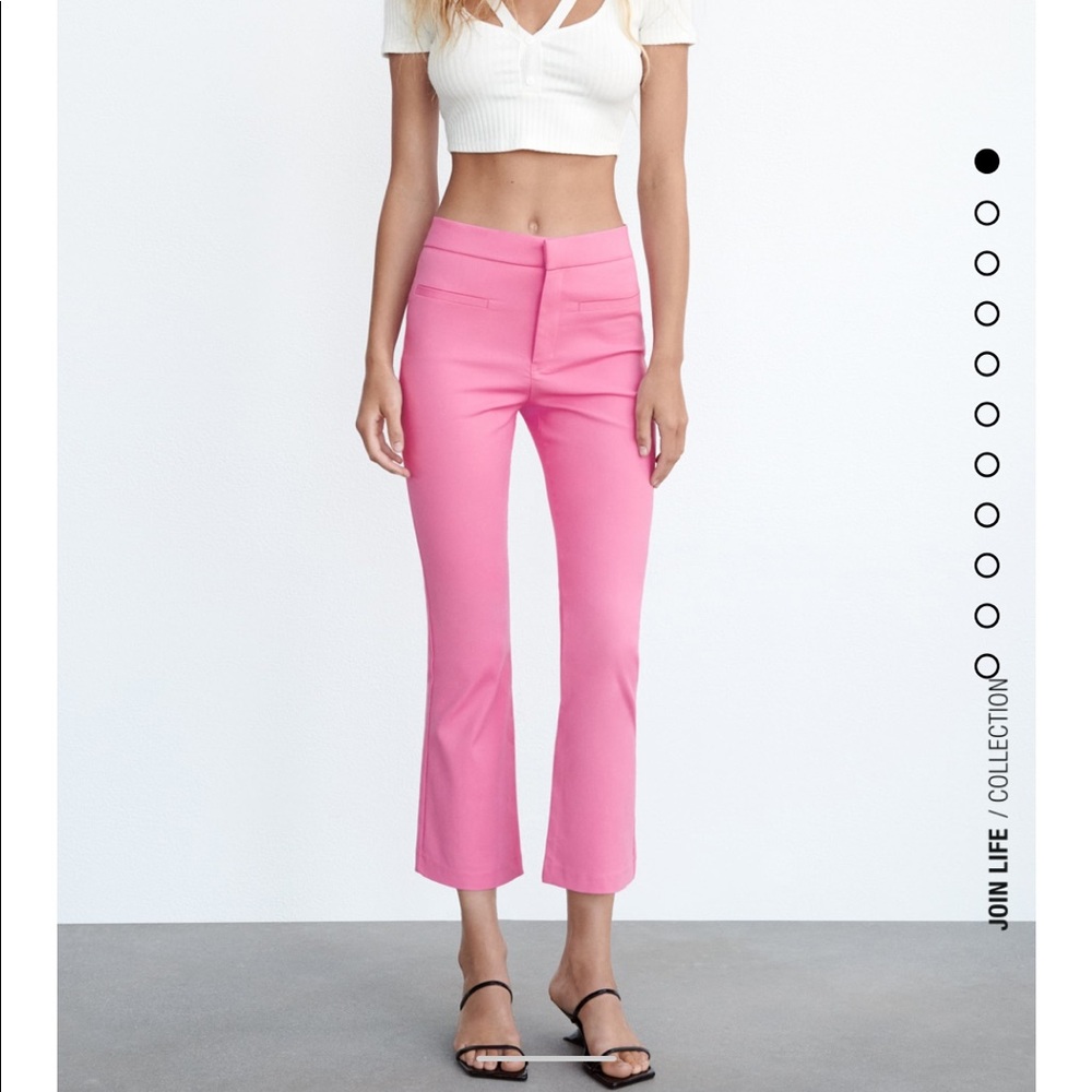 Pink high waisted, flared pants
